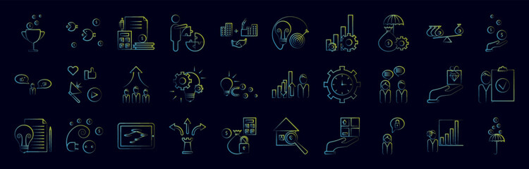 Business and management handdraw nolan icons collection vector illustration design - obrazy, fototapety, plakaty