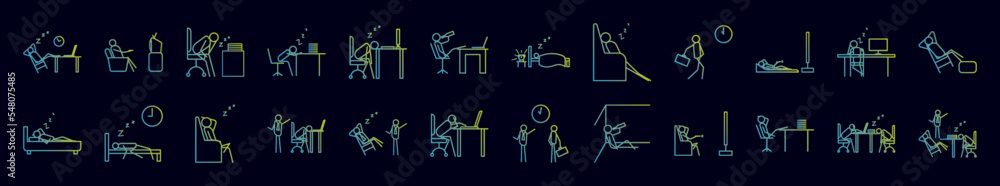 Poster lazy day nolan icons collection vector illustration design