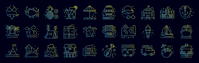 Hawaii nolan icons collection vector illustration design