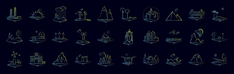 Landspace nolan icons collection vector illustration design