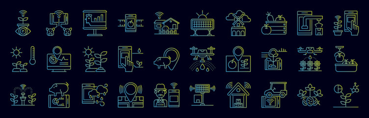 Smart farm nolan icons collection vector illustration design