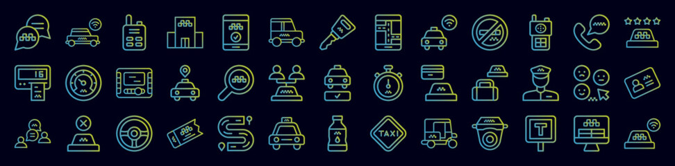 Taxi service nolan icons collection vector illustration design