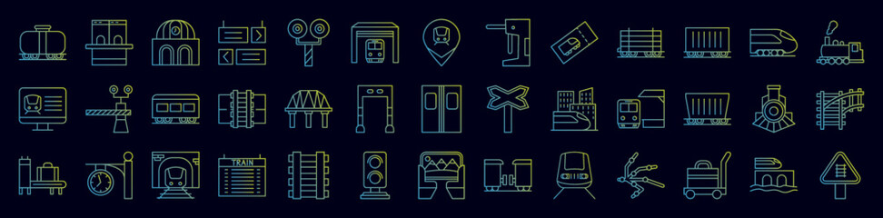 Train station nolan icons collection vector illustration design