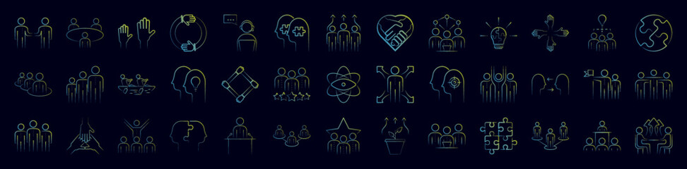 Team handdraw nolan icons collection vector illustration design