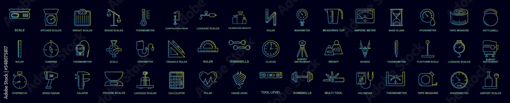 Poster measuring instruments nolan icons collection vector illustration design