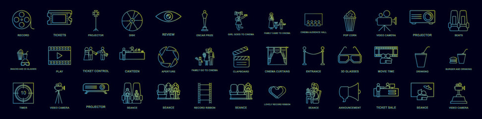 Cinema nolan icons collection vector illustration design