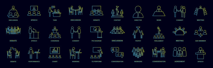 Web conference nolan icons collection vector illustration design