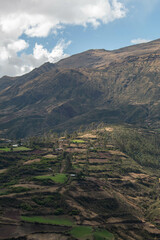 Fototapeta na wymiar View of the mountains and hills of Limatambo with cultivation terraces, Peru. 