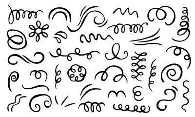 Vector set of doodles. Hand drawn elements isolated on white background.