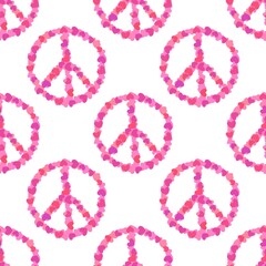 Valentines hearts seamless peace sign pattern for wrapping paper and fabrics and linens and kids clothes print