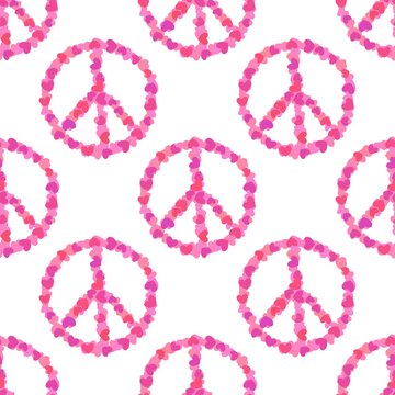 Valentines hearts seamless peace sign pattern for wrapping paper and fabrics and linens and kids clothes print