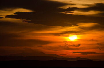 Beautiful landscape at sunset in the mountains