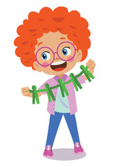 scissors cutting paper people vector