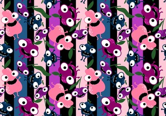Fototapeta premium Cartoon fruit harvest seamless apples and pears and plums pattern for wrapping paper and fabrics and linens