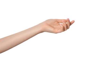 Gesture with hand open and ready to help or receive isolated. Empty hand palm up.