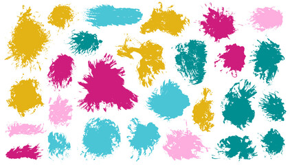 Paint dirt brushstroke vector collection. Freehand smudge blotch hipster elements.