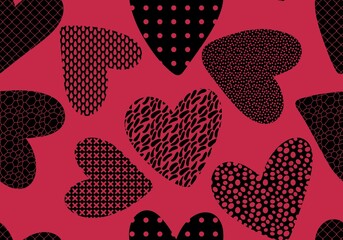 Valentines hearts seamless cartoon pattern for wrapping and kids clothes print and fabrics and gift box