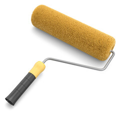 Paint roller for painting walls and renovating apartment on white background.