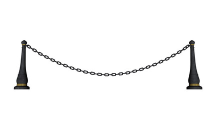 Two metal bollards and chain between them -3D render