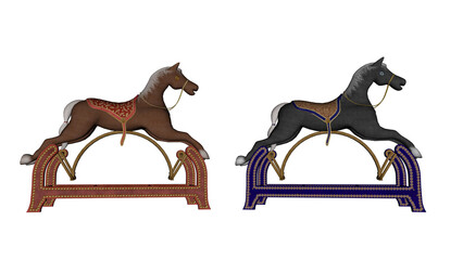 Rocking toy horses - 3D render