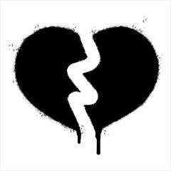 Spray Painted Graffiti Broken heart icon Word Sprayed isolated with a white background. graffiti love break icon with over spray in black over white. Vector illustration.