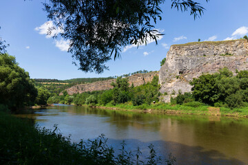 Protected limestone Landscape Cesky Kras about River Berounka, Central Bohemia, Czech Republic - obrazy, fototapety, plakaty