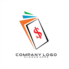 Book leaf illustration vector logo design with dollar symbol on front cover.
