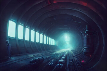 futuristic underground tunnel in the city as background wallpaper header