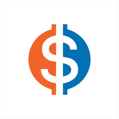 Simple dollar coin vector logo design.