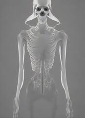 spirit skull skeleton, ghost monster, 3d render concept character design, digital illustration
