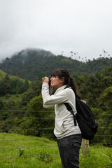 Peruvian Woman Takes Photos in Cocora Valley, Quindio, Colombia