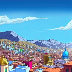 La paz bolivia city skyline at sky background