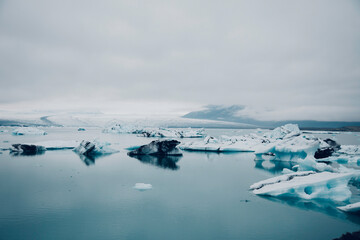 Jökulsárlón glaciers in the water in Iceland
