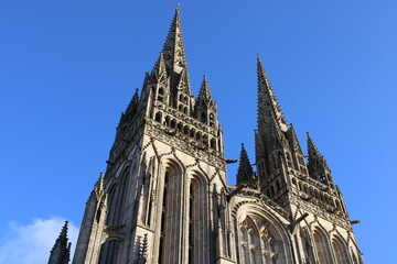 Details of the gothic Cathedral of Saint-Corentin. Quimper, Bretagne, France.