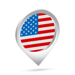 USA flag 3d pin icon