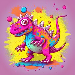 Fototapeta premium Dinosaur doodle colorful 2d illustration