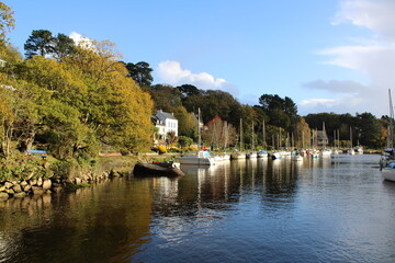 View to the port of the small town of Pont-Aven, Bretagne, France.