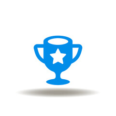 Vector illustration of cup with star. Icon of experience, evaluation, assessment. Symbol of quality control. Sign of goblet, chalice, reward.