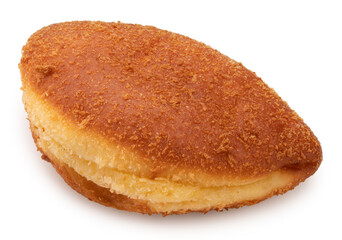 Fried Doughnut Toast isolated on white background, Fried Doughnut Toast with Soy Chicken Filling on white With clipping path.