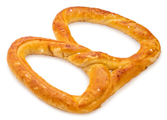 Pretzel baked bread isolated on white background,  Pretzel baked bread with almond bean on white With clipping path.