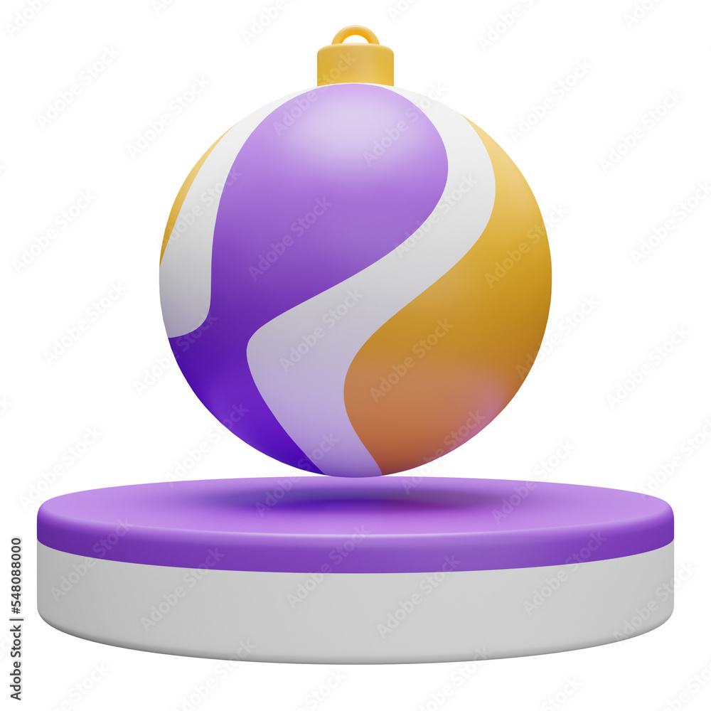 Poster christmas isolated podium with colorful bauble ball for product display. 3d rendering
