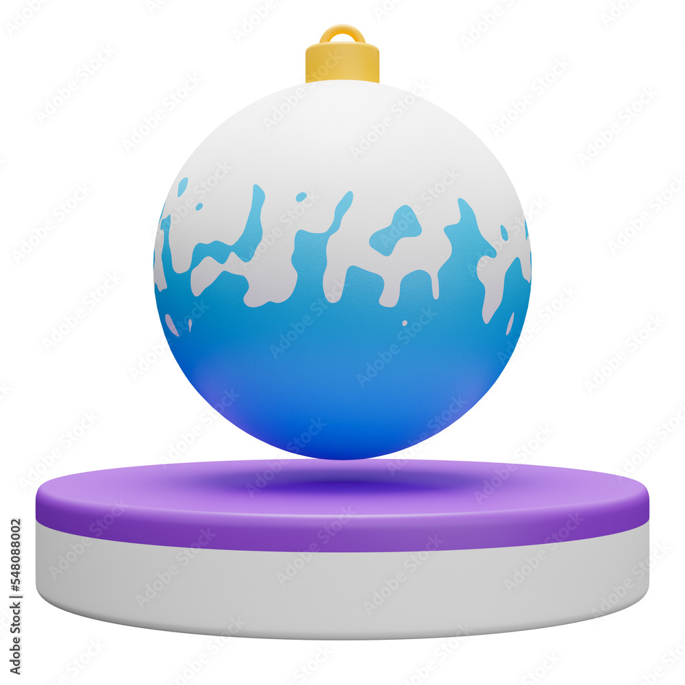 Poster christmas isolated podium with colorful bauble ball for product display. 3d rendering
