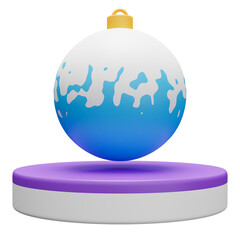 Christmas isolated podium with colorful bauble ball for product display. 3d rendering