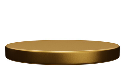Empty round golden Podium scene or 3D round pillar stand scene and winner pedestal. Isolated 3d render