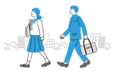 通学する中学生の男女