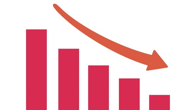 Decrease business data. Decreasing profit sales animation 
