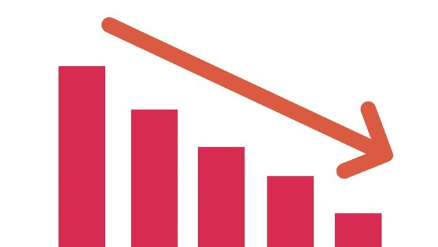 Decrease data. Decreasing profit animation 