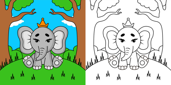 Elephant coloring for kids