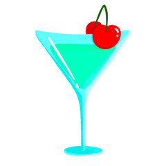 Mocktail Cherry Cartoon Illustration