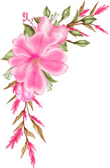 Watercolor sakura cherry blossom flower bouquet wreath decoration